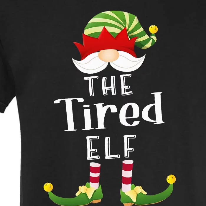 Tired Elf Group Christmas Funny Pajama Party Garment-Dyed Heavyweight T-Shirt