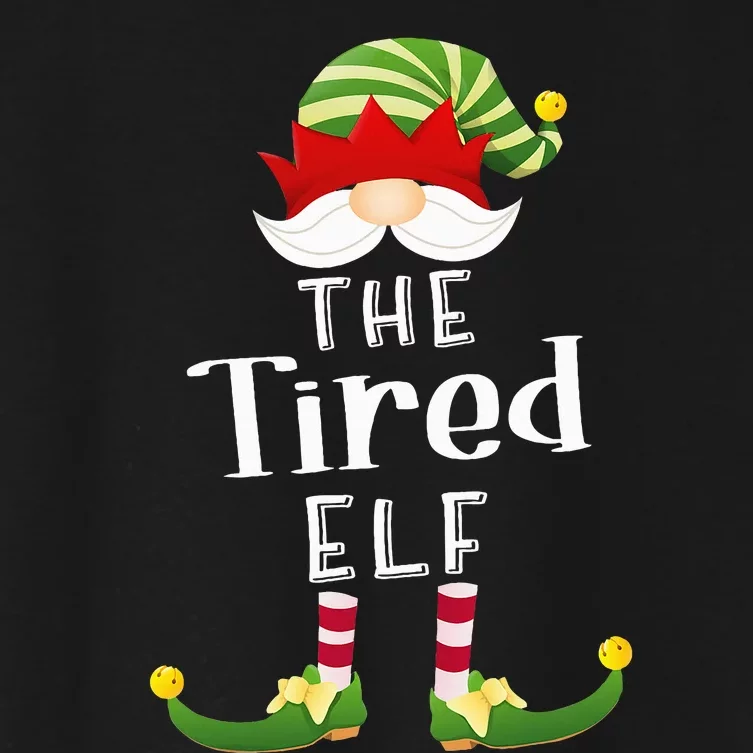 Tired Elf Group Christmas Funny Pajama Party Women's Crop Top Tee