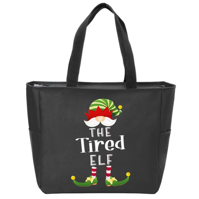 Tired Elf Group Christmas Funny Pajama Party Zip Tote Bag