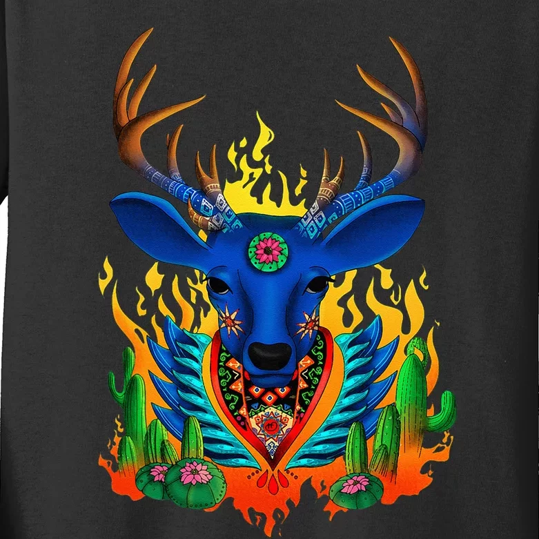 Third Eye Huichol Deer Kids Long Sleeve Shirt