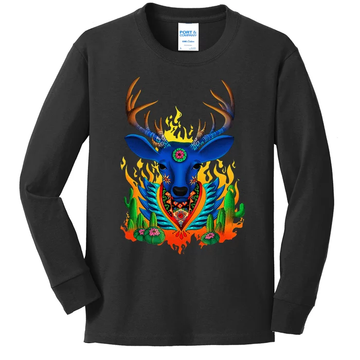 Third Eye Huichol Deer Kids Long Sleeve Shirt