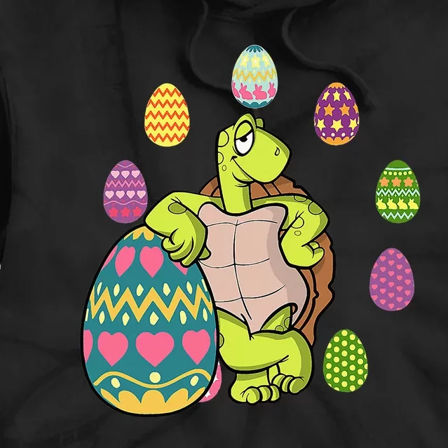 Turtle Egg Hunting Easter Day Cute Turtle With Easter Eggs Tie Dye Hoodie