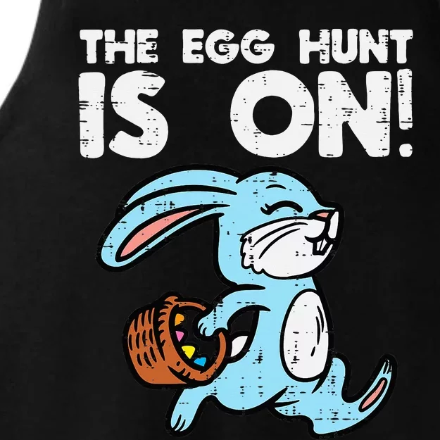 The Egg Hunt Is On Bunny Cute Easter day Ladies Tri-Blend Wicking Tank