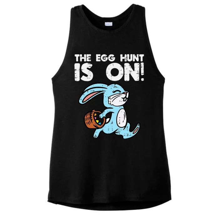 The Egg Hunt Is On Bunny Cute Easter day Ladies Tri-Blend Wicking Tank