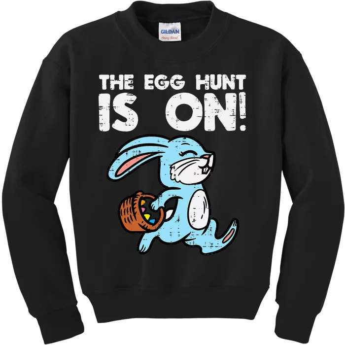 The Egg Hunt Is On Bunny Cute Easter day Kids Sweatshirt