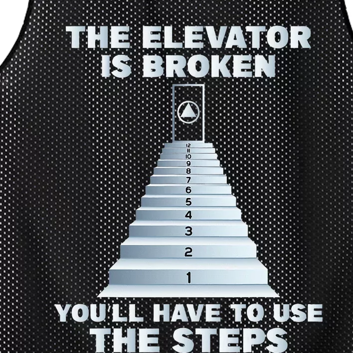 The Elevator Is Broken Sober Sobriety Aa Na Mesh Reversible Basketball Jersey Tank