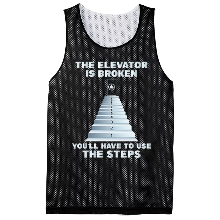 The Elevator Is Broken Sober Sobriety Aa Na Mesh Reversible Basketball Jersey Tank