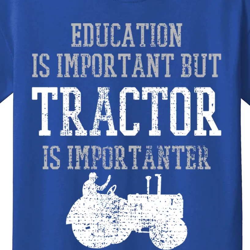 Tractors Education Is Important Funny Truck Farmer Gift Kids T-Shirt