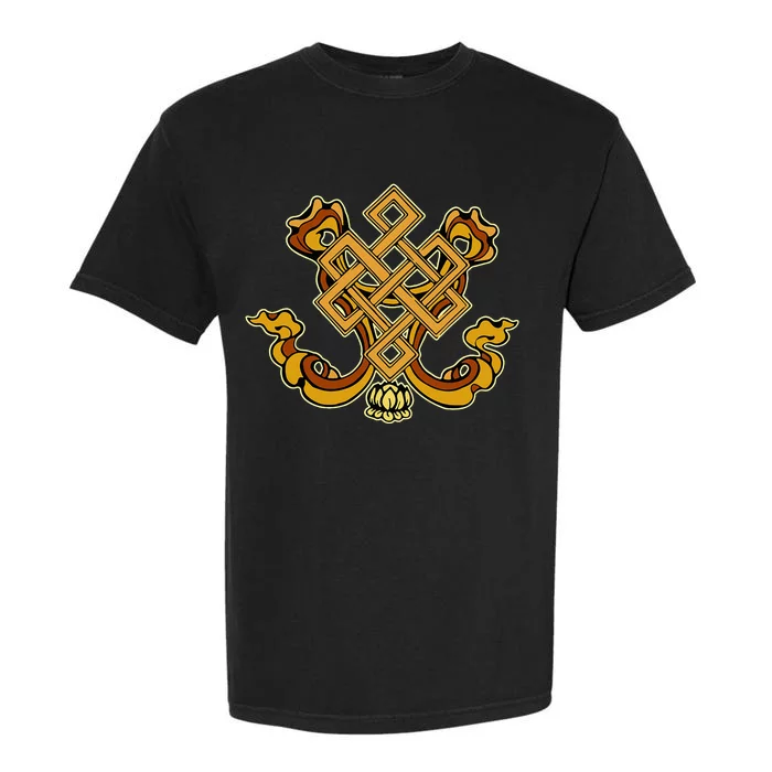 Traditional Endless Knot Symbol Buddhist Eight Fold Path Garment-Dyed Heavyweight T-Shirt