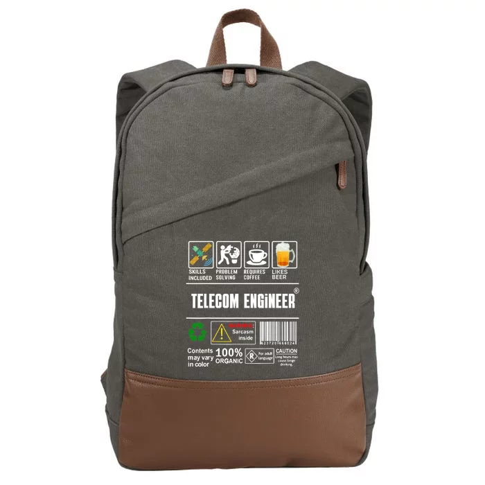 Telecom Engineer Label Skills Solving Coffee Beer Cotton Canvas Backpack