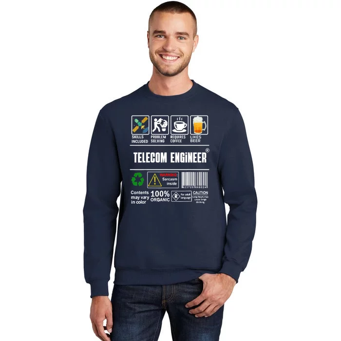 Telecom Engineer Label Skills Solving Coffee Beer Tall Sweatshirt