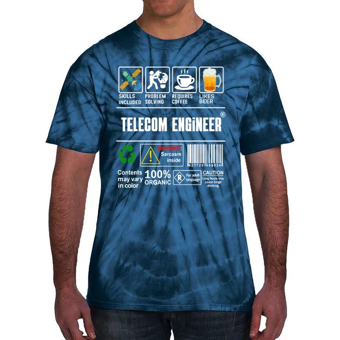 Telecom Engineer Label Skills Solving Coffee Beer Tie-Dye T-Shirt