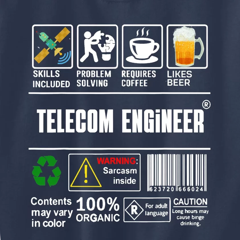 Telecom Engineer Label Skills Solving Coffee Beer Kids Sweatshirt