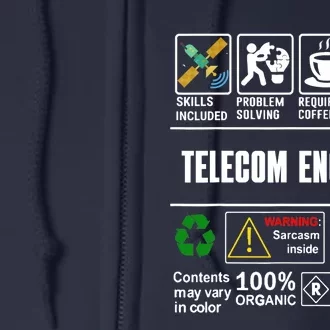 Telecom Engineer Label Skills Solving Coffee Beer Full Zip Hoodie