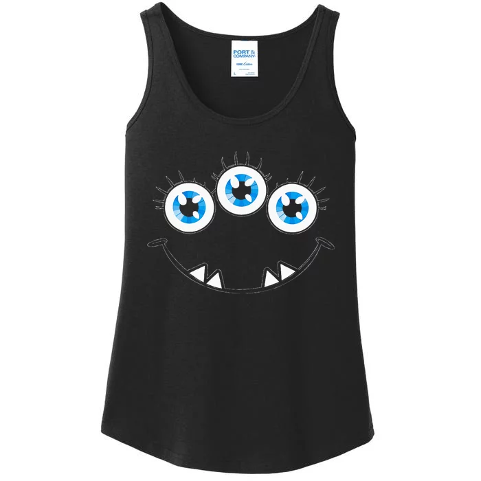 Three Eyed Monster Face Cute Halloween Ladies Essential Tank