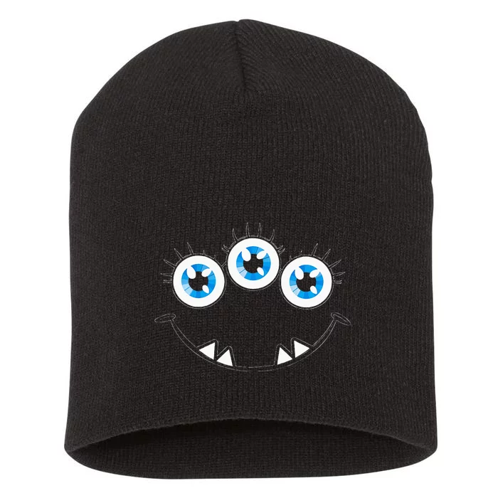 Three Eyed Monster Face Cute Halloween Short Acrylic Beanie