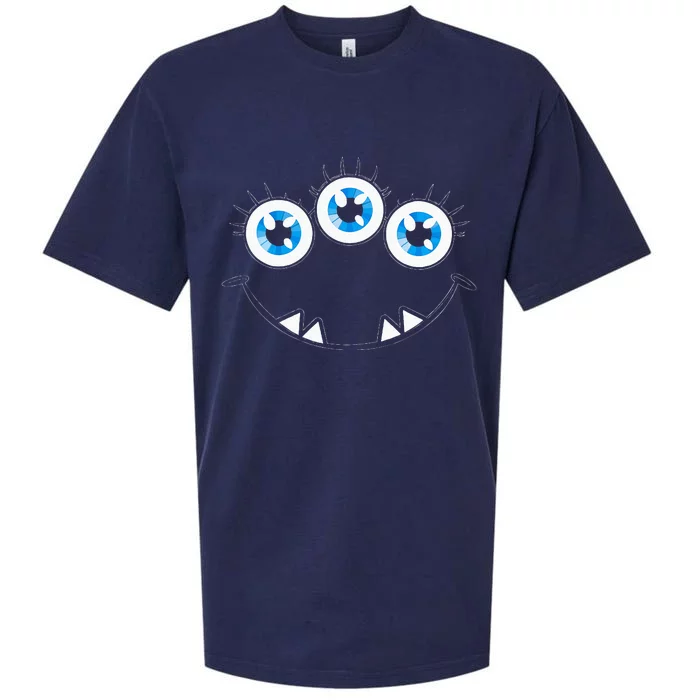 Three Eyed Monster Face Cute Halloween Sueded Cloud Jersey T-Shirt