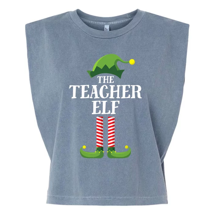 Teacher Elf Matching Family Group Christmas Party Garment-Dyed Women's Muscle Tee