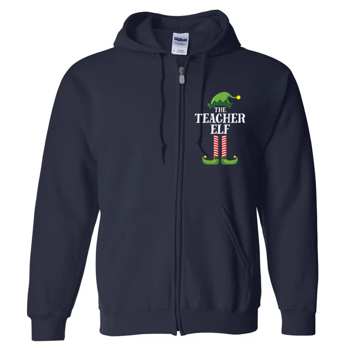 Teacher Elf Matching Family Group Christmas Party Full Zip Hoodie