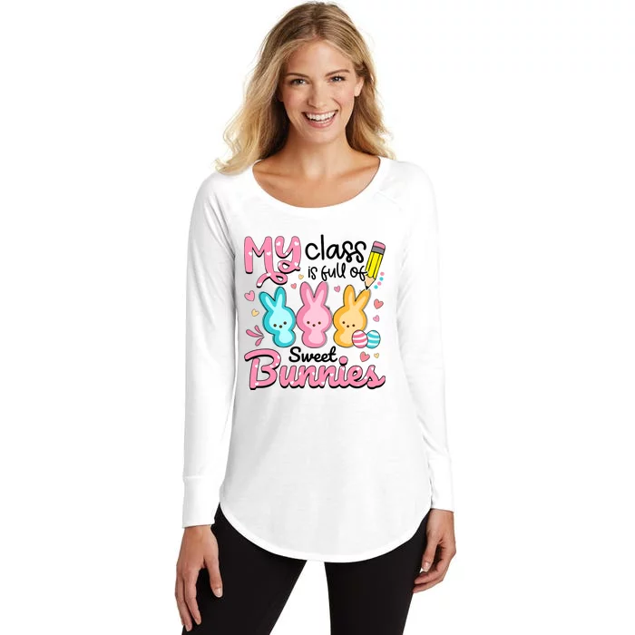 Teacher Easter My Class is Full Of Sweet Bunnies Women's Perfect Tri Tunic Long Sleeve Shirt