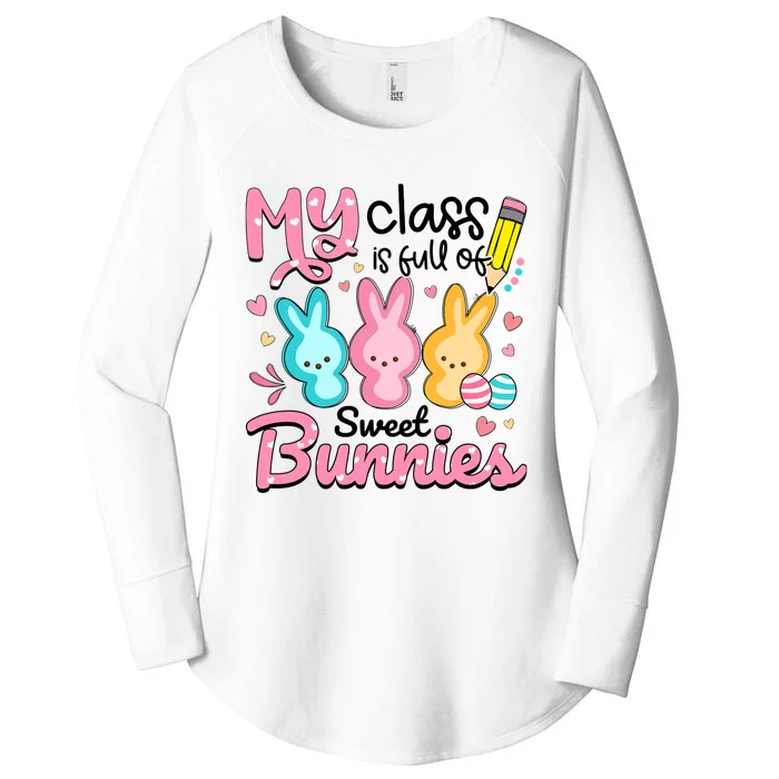 Teacher Easter My Class is Full Of Sweet Bunnies Women's Perfect Tri Tunic Long Sleeve Shirt