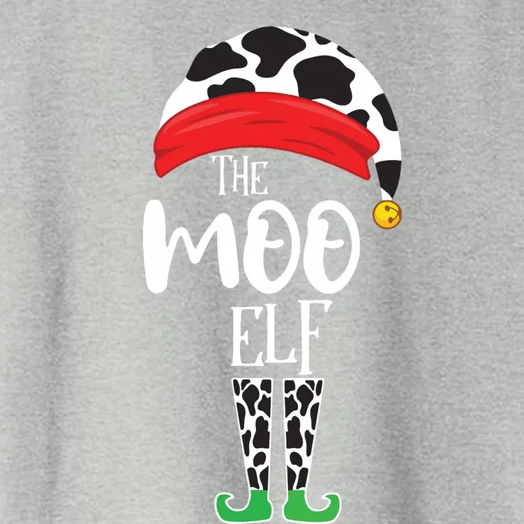 The Elf Moo Cow Funny Christmas Elf Family Matching Women's Crop Top Tee