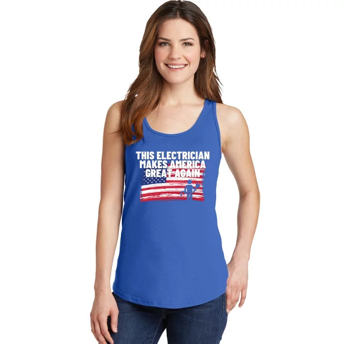 This Electrician Makes America Great Again Usa Flag Patriot Gift Ladies Essential Tank