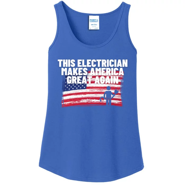 This Electrician Makes America Great Again Usa Flag Patriot Gift Ladies Essential Tank