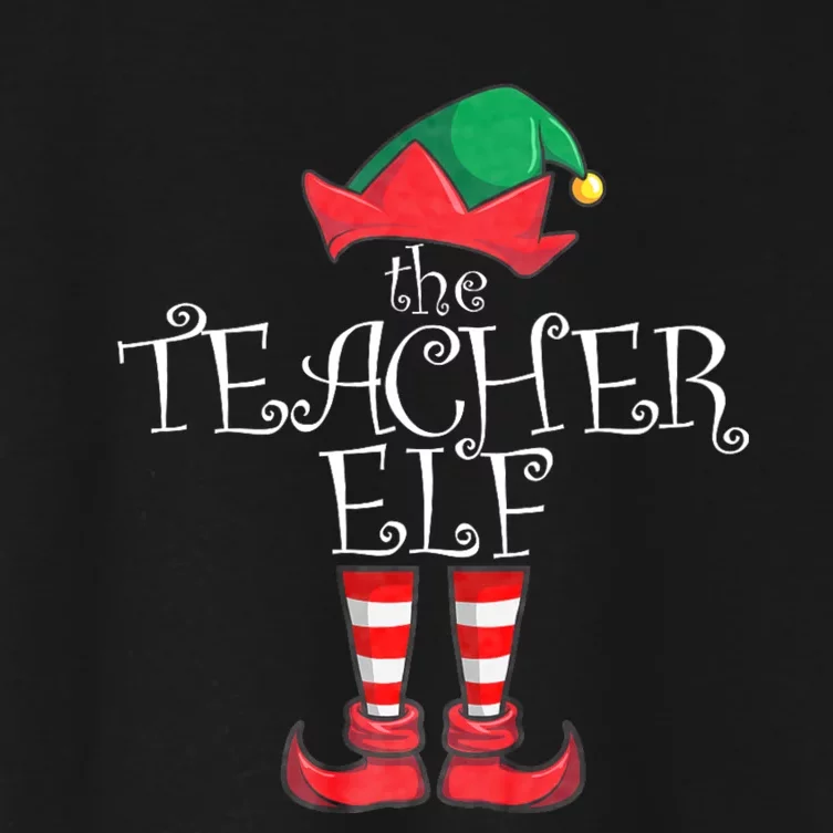 Teacher Elf Matching Family Christmas Pajama Teacher Elf Women's Crop Top Tee