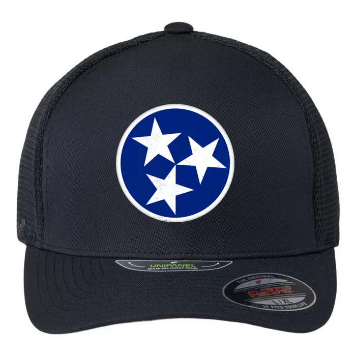 Tennessee Flag Vintage Distressed Flexfit Unipanel Trucker Cap