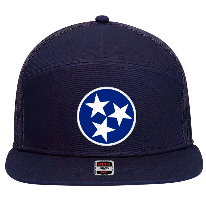 Tennessee Flag Vintage Distressed 7 Panel Mesh Trucker Snapback Hat