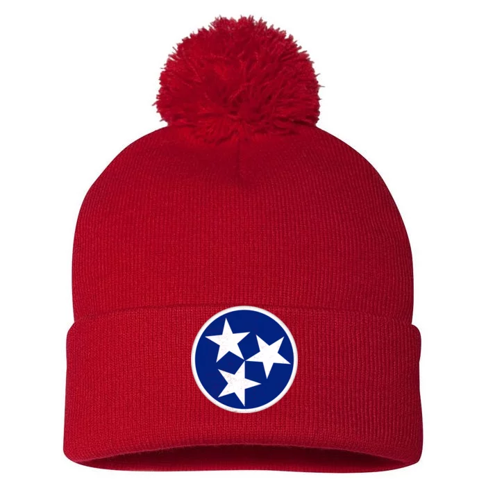 Tennessee Flag Vintage Distressed Pom Pom 12in Knit Beanie