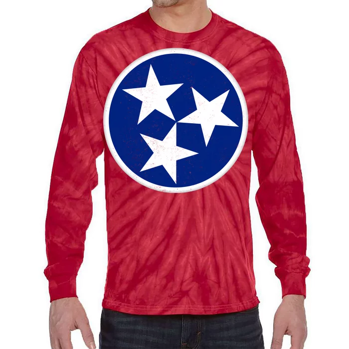 Tennessee Flag Vintage Distressed Tie-Dye Long Sleeve Shirt