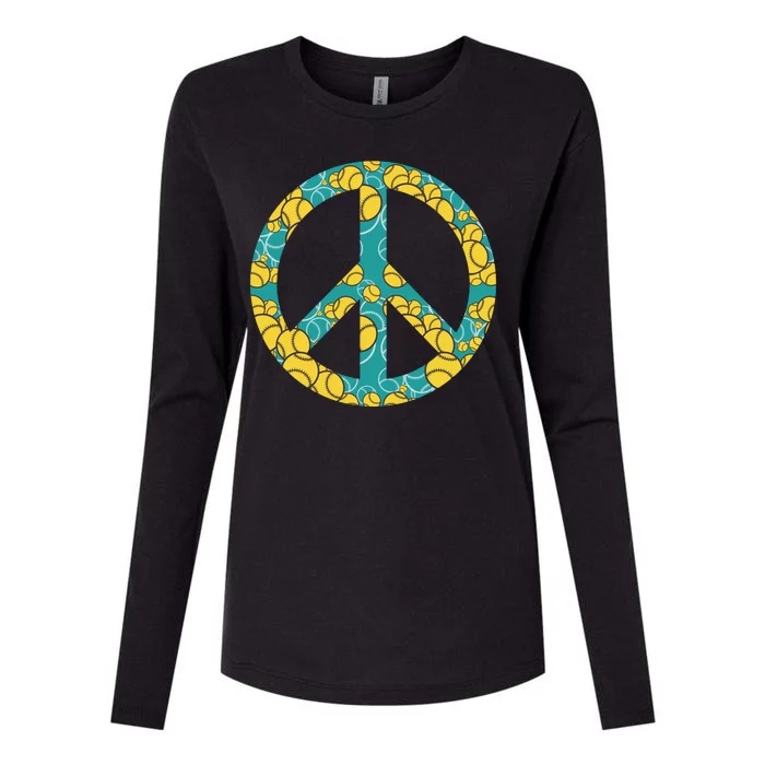 Tennis Peace Sign Womens Cotton Relaxed Long Sleeve T-Shirt