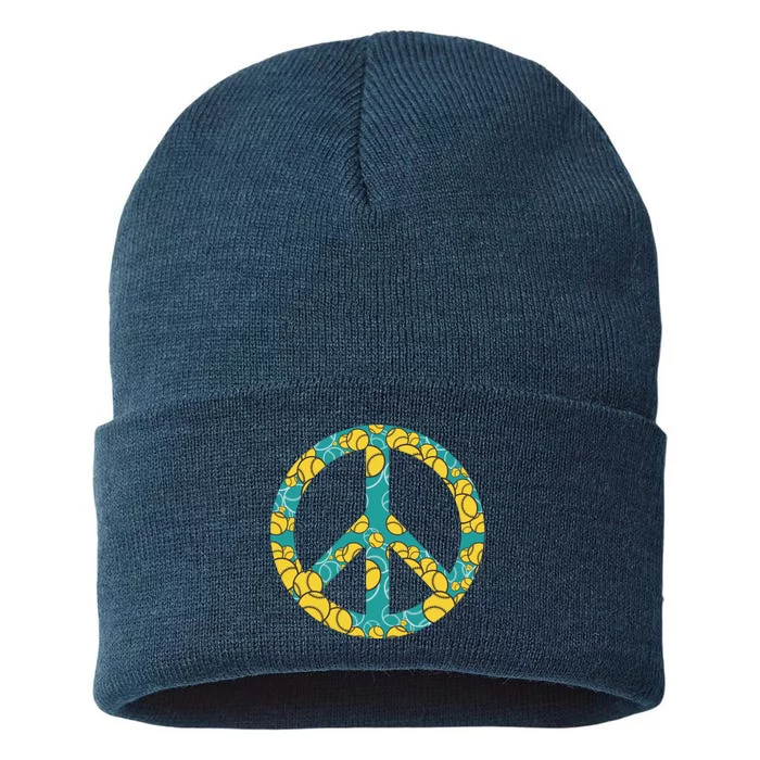 Tennis Peace Sign Sustainable Knit Beanie