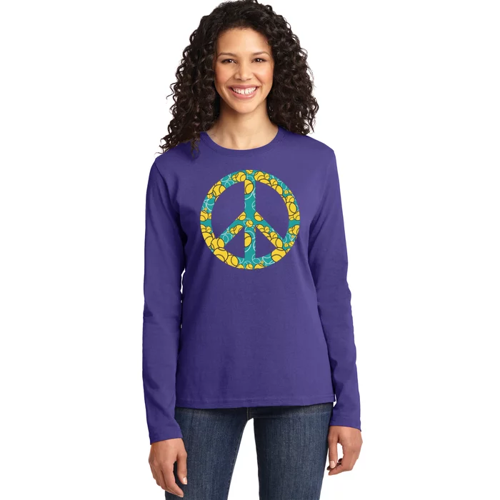 Tennis Peace Sign Ladies Long Sleeve Shirt