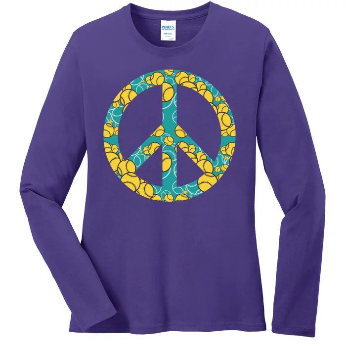 Tennis Peace Sign Ladies Long Sleeve Shirt