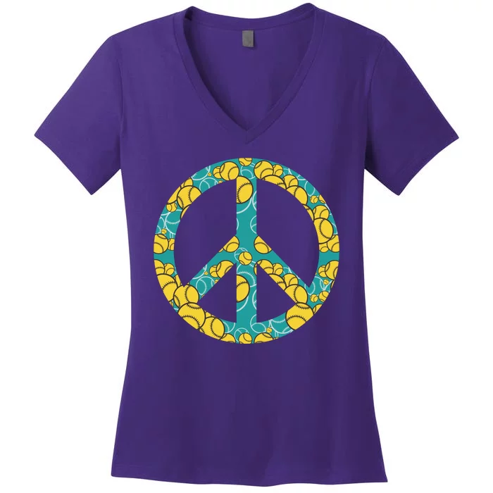 Tennis Peace Sign Women's V-Neck T-Shirt