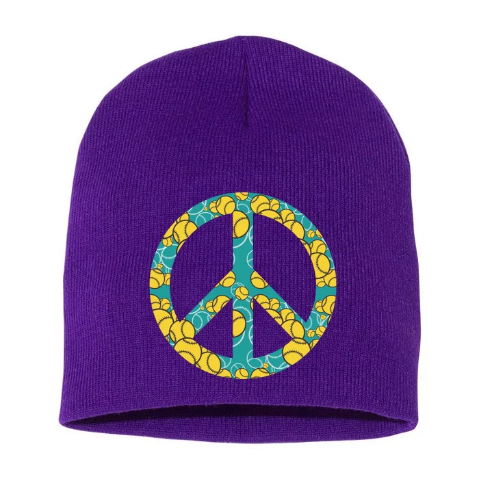 Tennis Peace Sign Short Acrylic Beanie