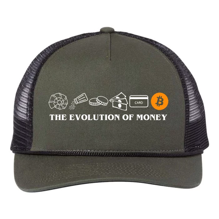 The Evolution Of Money Bitcoin Crypto Retro Rope Trucker Hat Cap