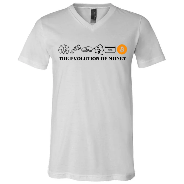 The Evolution Of Money Bitcoin Crypto V-Neck T-Shirt