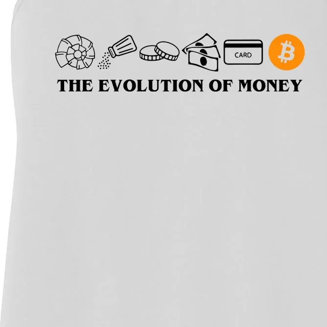 The Evolution Of Money Bitcoin Crypto Women's Racerback Tank