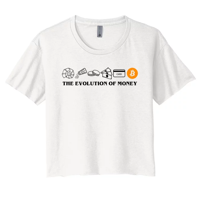 The Evolution Of Money Bitcoin Crypto Women's Crop Top Tee