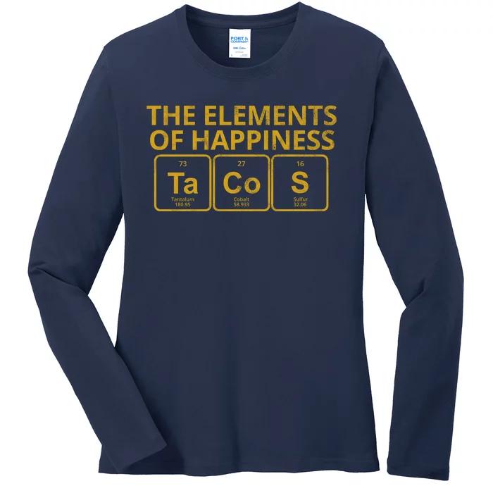 The Elements Of Happiness Taco Lover Ladies Long Sleeve Shirt