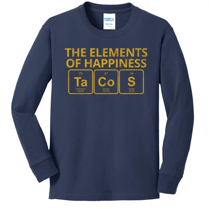 The Elements Of Happiness Taco Lover Kids Long Sleeve Shirt