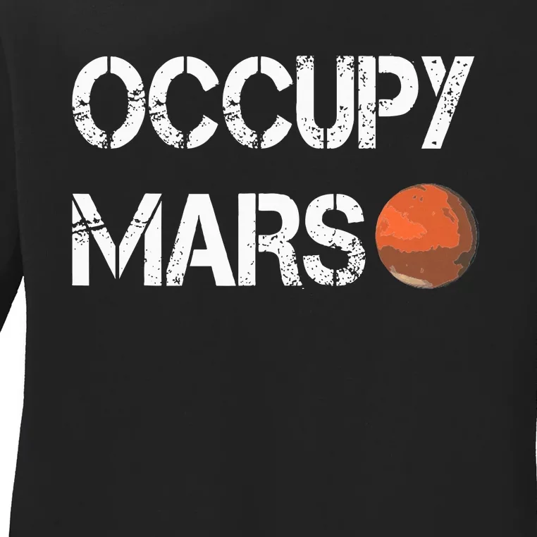 The Explorer Occupy Mars Space Ladies Long Sleeve Shirt