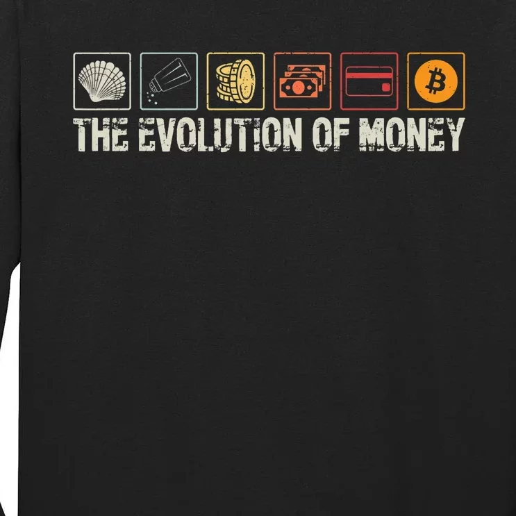 The Evolution Of Money Bitcoin Businessman Cryptocurrency Tall Long Sleeve T-Shirt