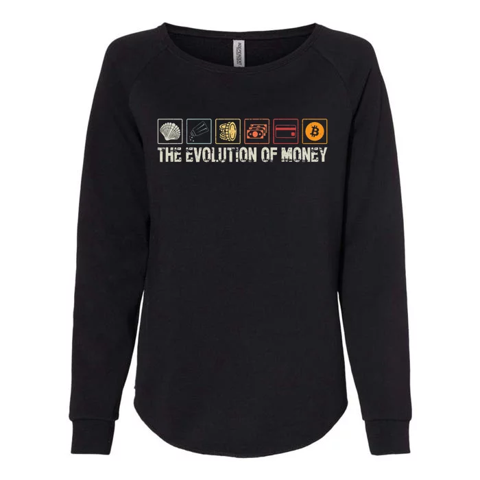 The Evolution Of Money Bitcoin Businessman Cryptocurrency Womens California Wash Sweatshirt