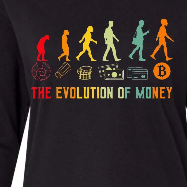 The Evolution Of Money Bitcoin Btc Crypto Cryptocurrency Womens Cotton Relaxed Long Sleeve T-Shirt