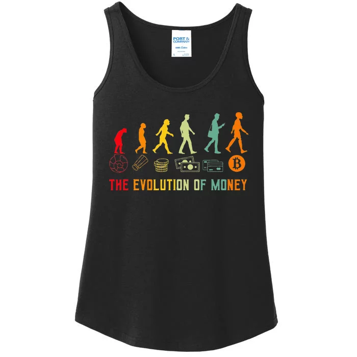 The Evolution Of Money Bitcoin Btc Crypto Cryptocurrency Ladies Essential Tank